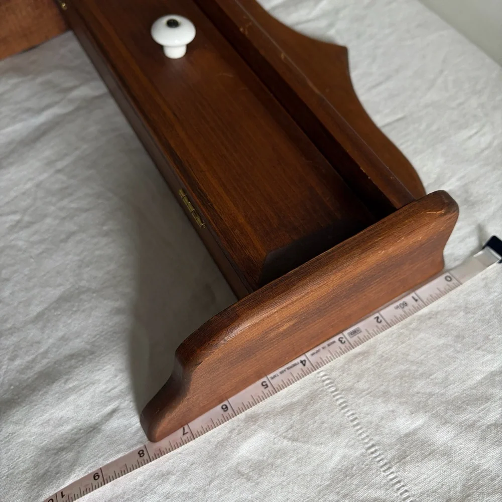 Convertible Wooden Wall Shelf with Interior Hanging Rods Vintage